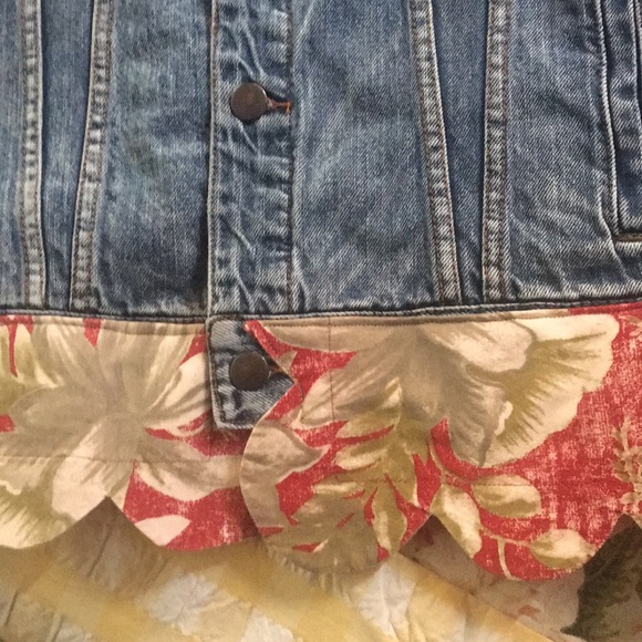 Handmade Upcycled Vest Denim fabric collage panel - Picture 3 of 4